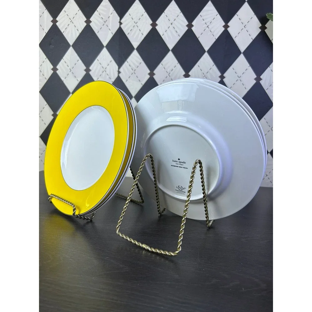Set of 6 Kate Spade x Lenox Yellow Rutherford Circle Plates 9.5